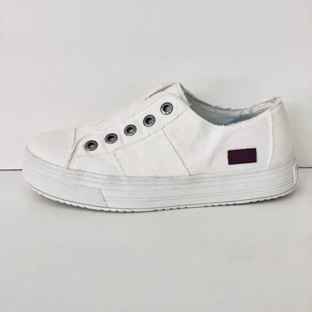 NWT 7.5 Blowfish Malibu White Platform No shoelace Laceless Memory foam Sneakers - Picture 4 of 12